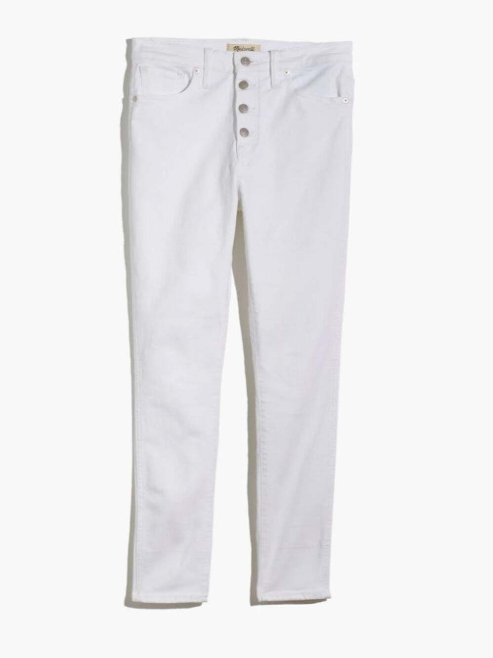 MADEWELL new 10" high rise skinny crop button front pure white denim jeans